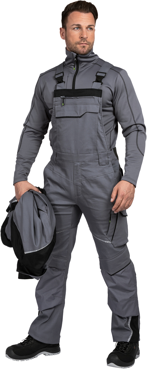 Funktionsshirt "Ulli" Flex Line Grau/Schwarz FLEXF, Gr. 3XL von Leibwächter Latzhose Flex Line Grau/Schwarz FLEXL, Gr. 98 von Leibwächter