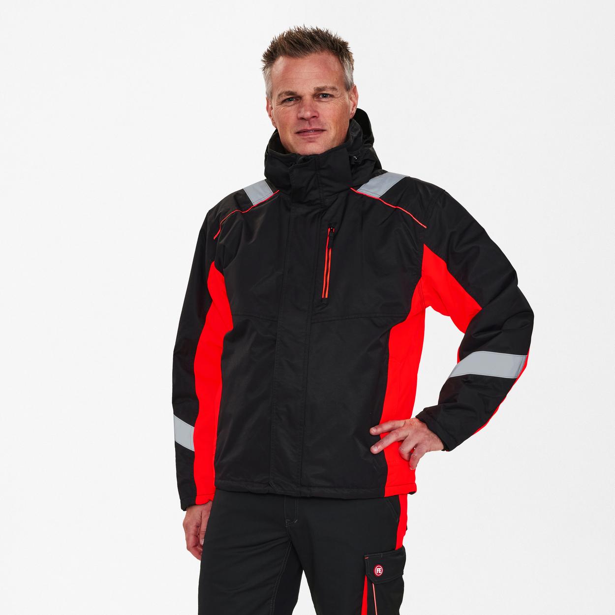 ENGEL Cargo Winterjacke in Schwarz/Rot, Größe XS
