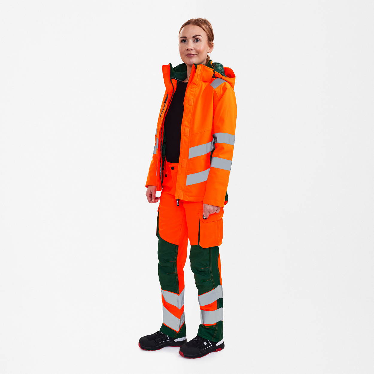 ENGEL Safety Damen Winterjacke in Orange/Grün, Größe XS