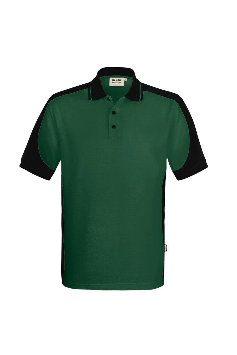 HAKRO 539 Poloshirt Contrast MIKRALINAR® ECO in Tanne/Schwarz, Größe 6XL