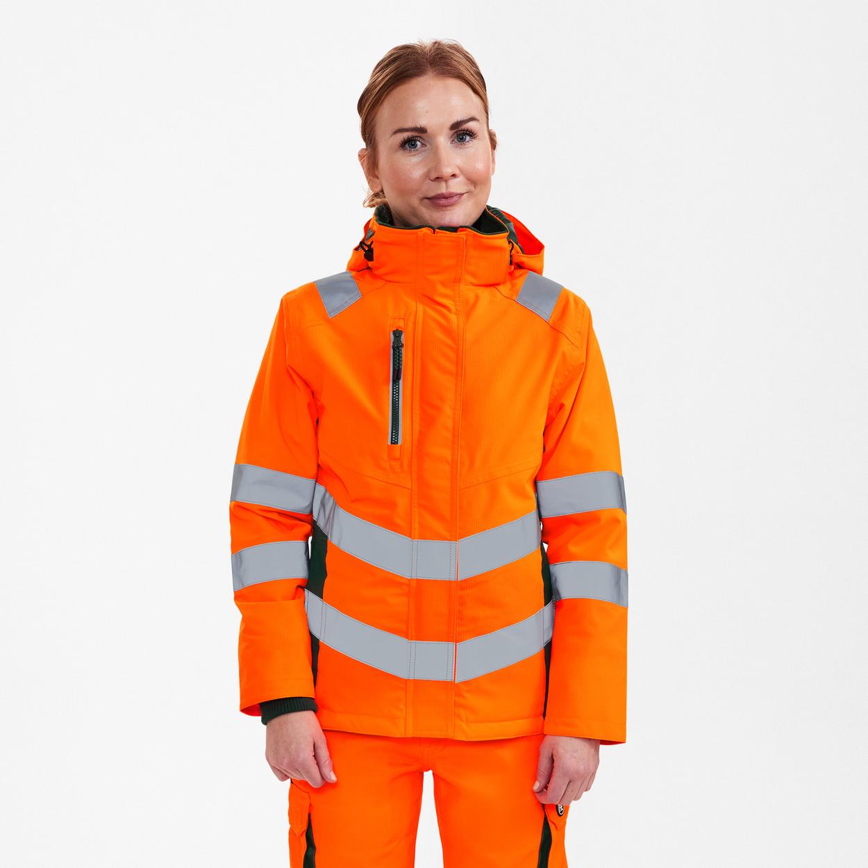 ENGEL Safety Damen Winterjacke in Orange/Grün, Größe XS