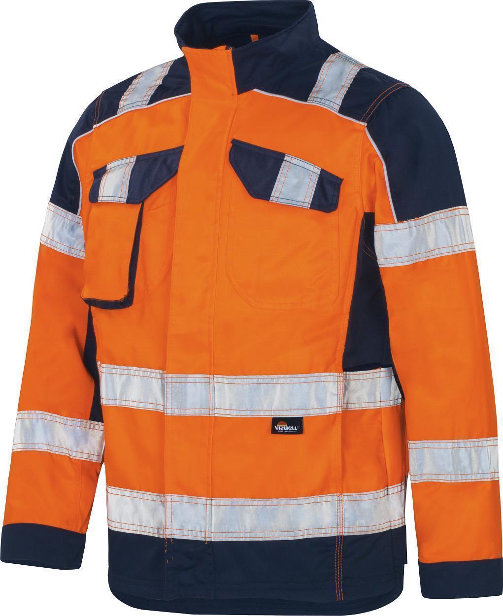 Warnschutz-Kontrast-Jacke leuchtorange-marine in Gr. XXL von Vizwell