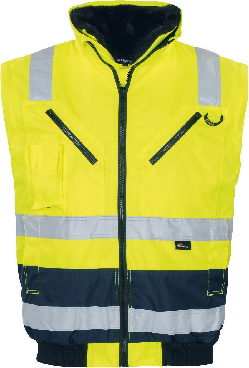 Warnschutz-Kontr.-Pilotenjacke leuchtgelb-marine in Gr. XXL von Vizwell
