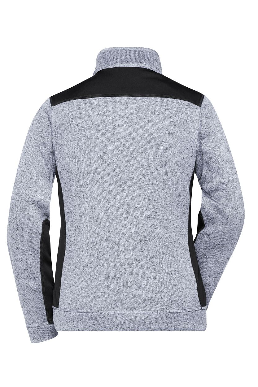 Ladies' Knitted Workwear Fleece Jacket - STRONG - "JN861" in White-Melange/Carbon, Größe 4XL - Daiber