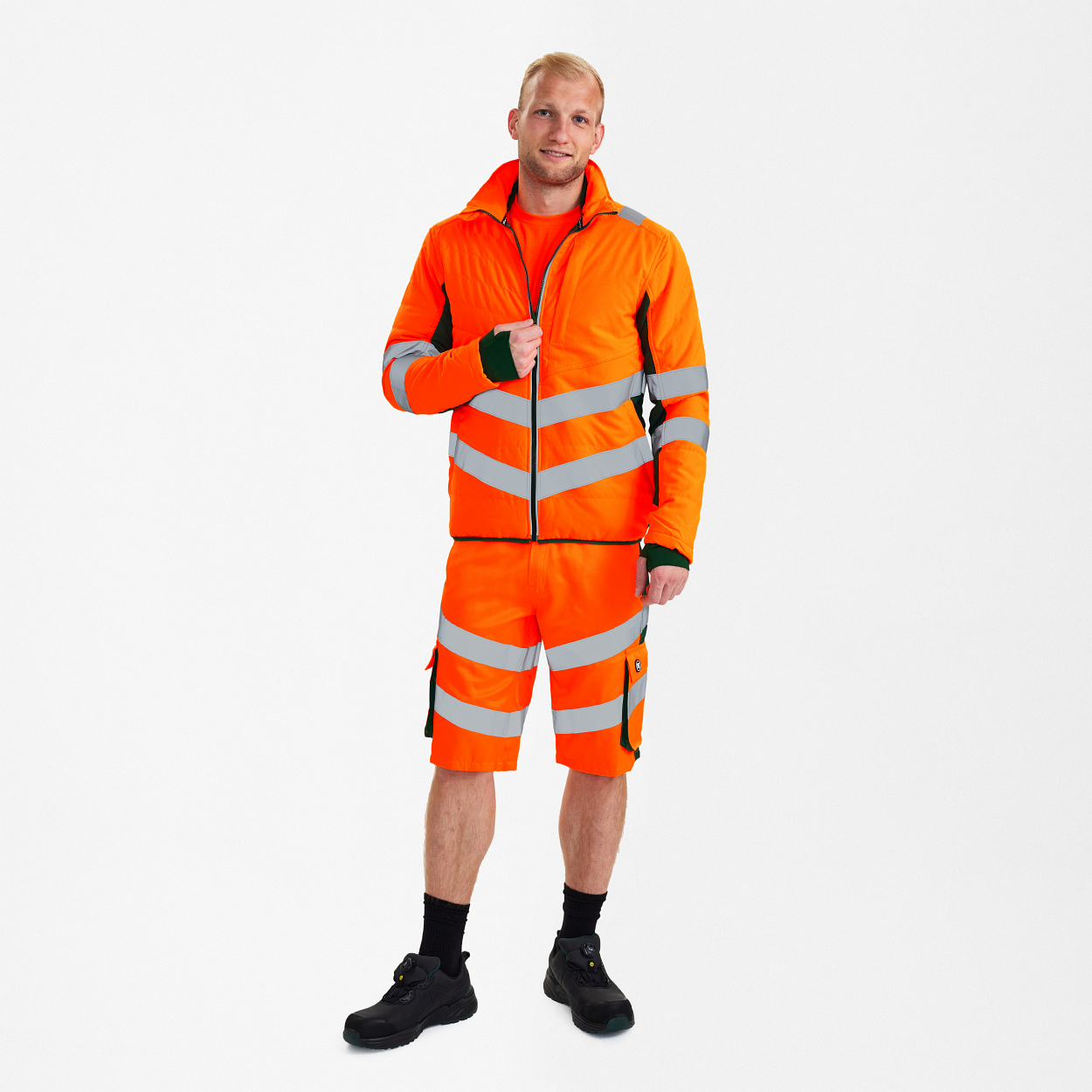 ENGEL Safety Stepp-Jacke in Orange/Grün, Größe XS
