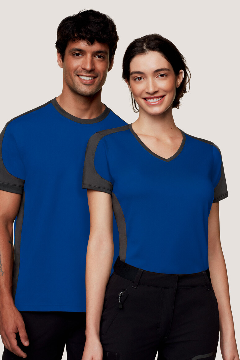 HAKRO 290 T-Shirt Contrast MIKRALINAR® in royalblau/anthrazit, Größe S