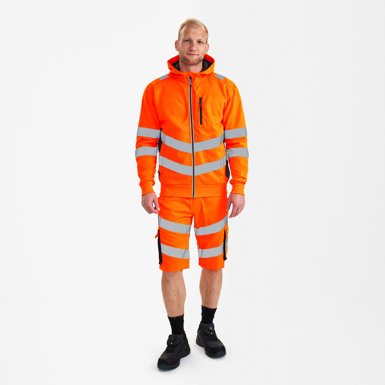 ENGEL Safety Sweatcardigan in Orange/Anthrazit Grau, Größe XS