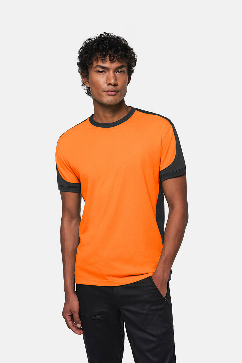 HAKRO 290 T Shirt Contrast MIKRALINAR® in orange/anthrazit, Größe 2XS