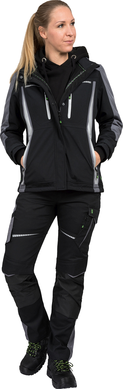 Damen-Bundhose Flex Line Schwarz/Grau FLXDH, Gr. 52 von Leibwächter