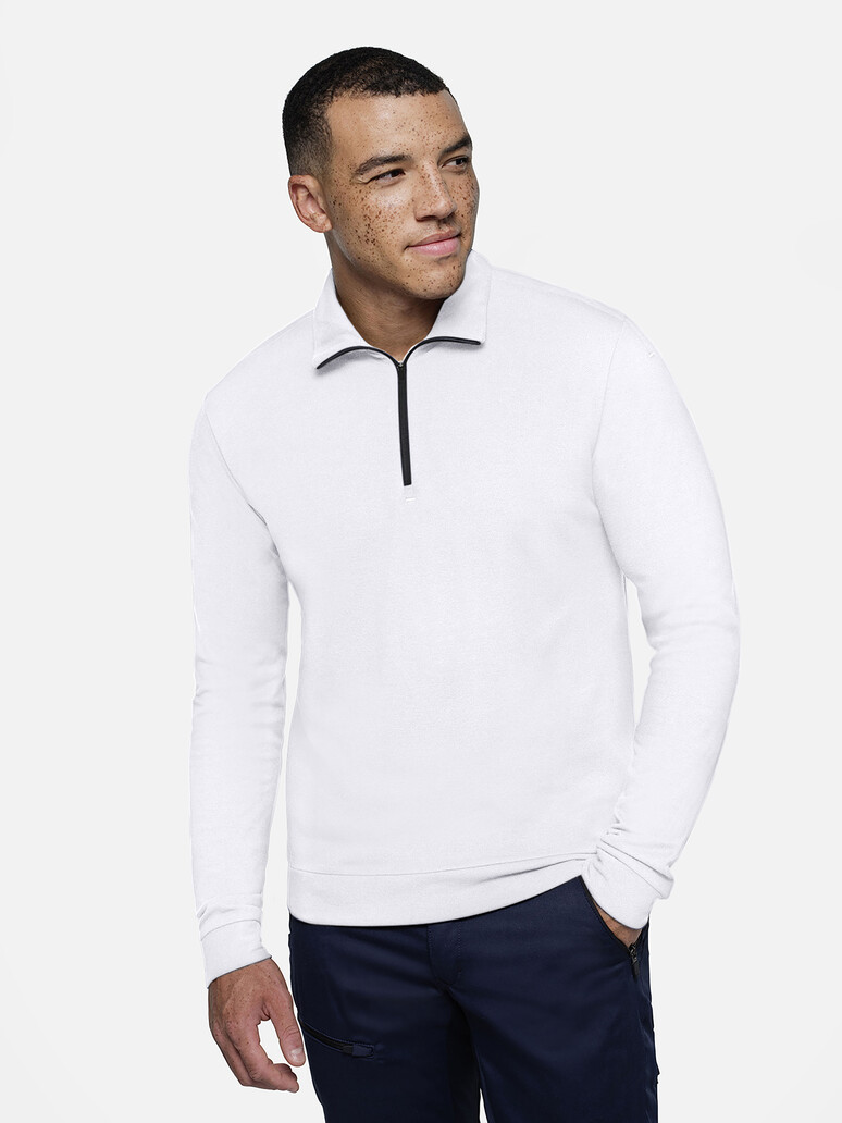 HAKRO 535 Zip-Longsleeve Piqué MIKRALINAR® ECO in Weiß, Größe 6XL