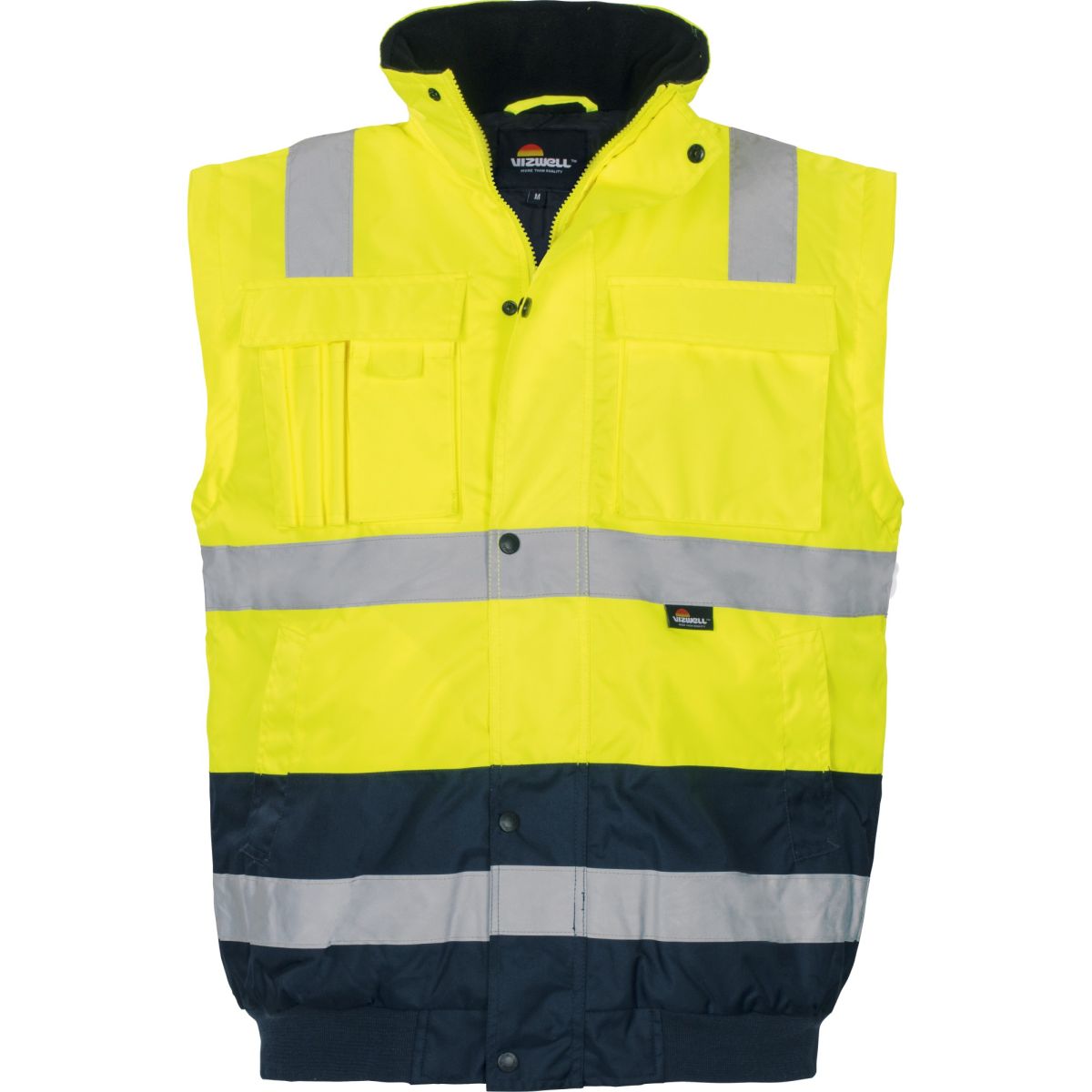 Pilotenjacke mit Schulterreflex leuchtgelb-marine von Vizwell