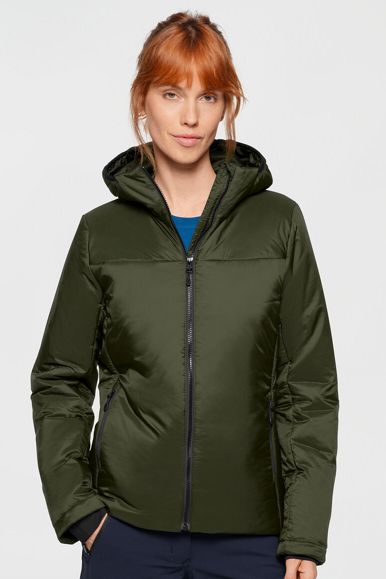 HAKRO 289 Damen Kapuzen Thermo Loftjacke in olive, Größe 3XL