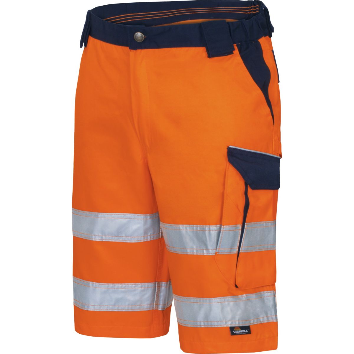Warnschutz-Kontrast-Short leuchtorange-marine von Vizwell Warnschutz-Kontrast-Short leuchtorange-marine von Vizwell
