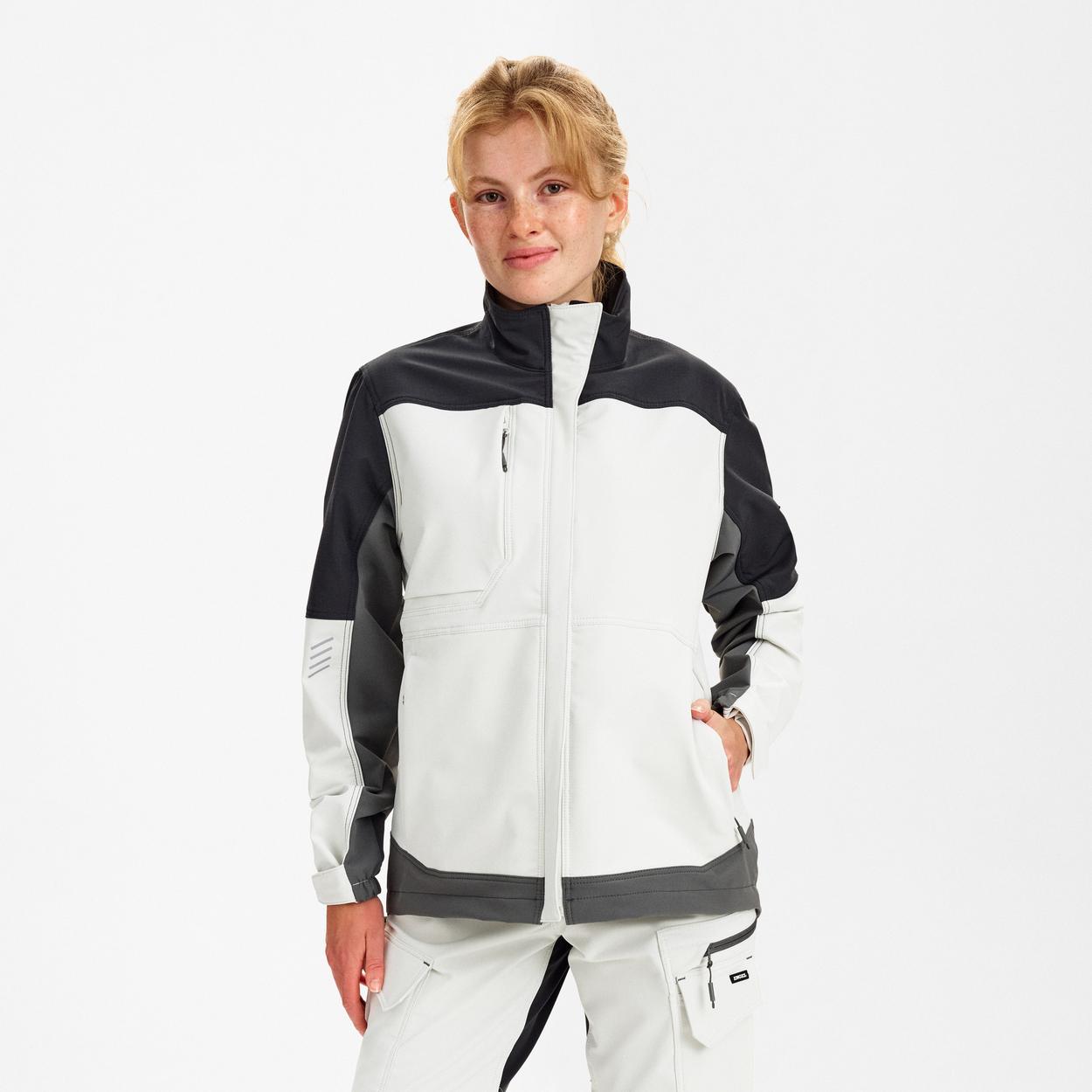 ENGEL Entire Damen Arbeitsjacke mit 4-Wege-Stretch in Bone White / Anthracite Grey, Größe XS