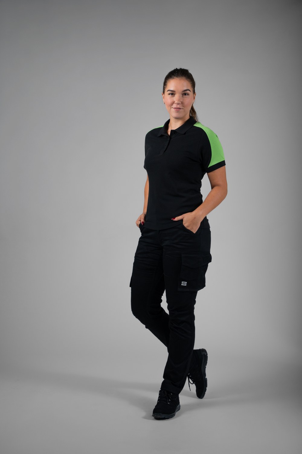 TRICORP Poloshirt Bicolor Redefined Damen in Black-Lime – Modellansicht