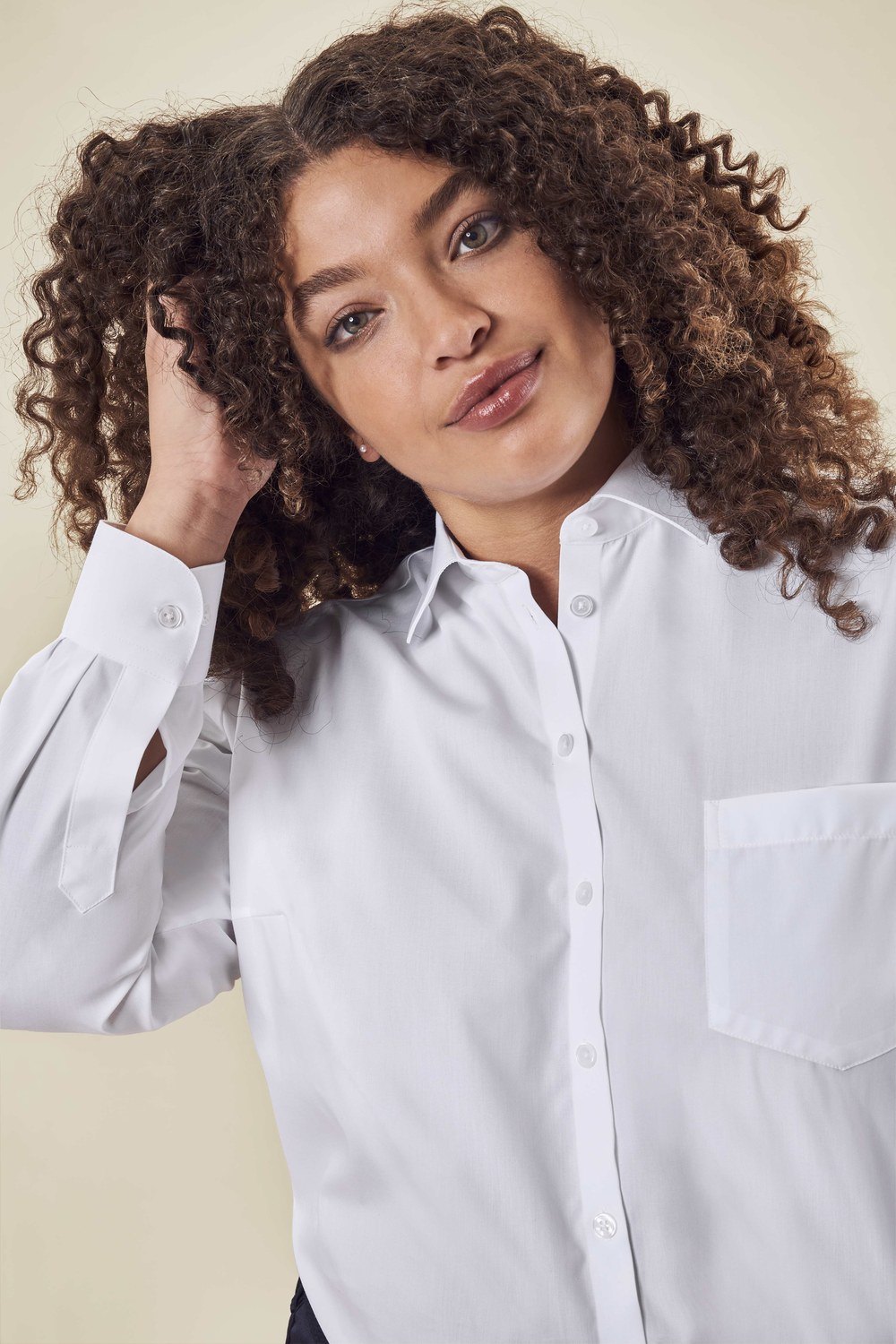 Greiff Damen-Bluse 1/1 CF Leasing in Weiß – Modellansicht