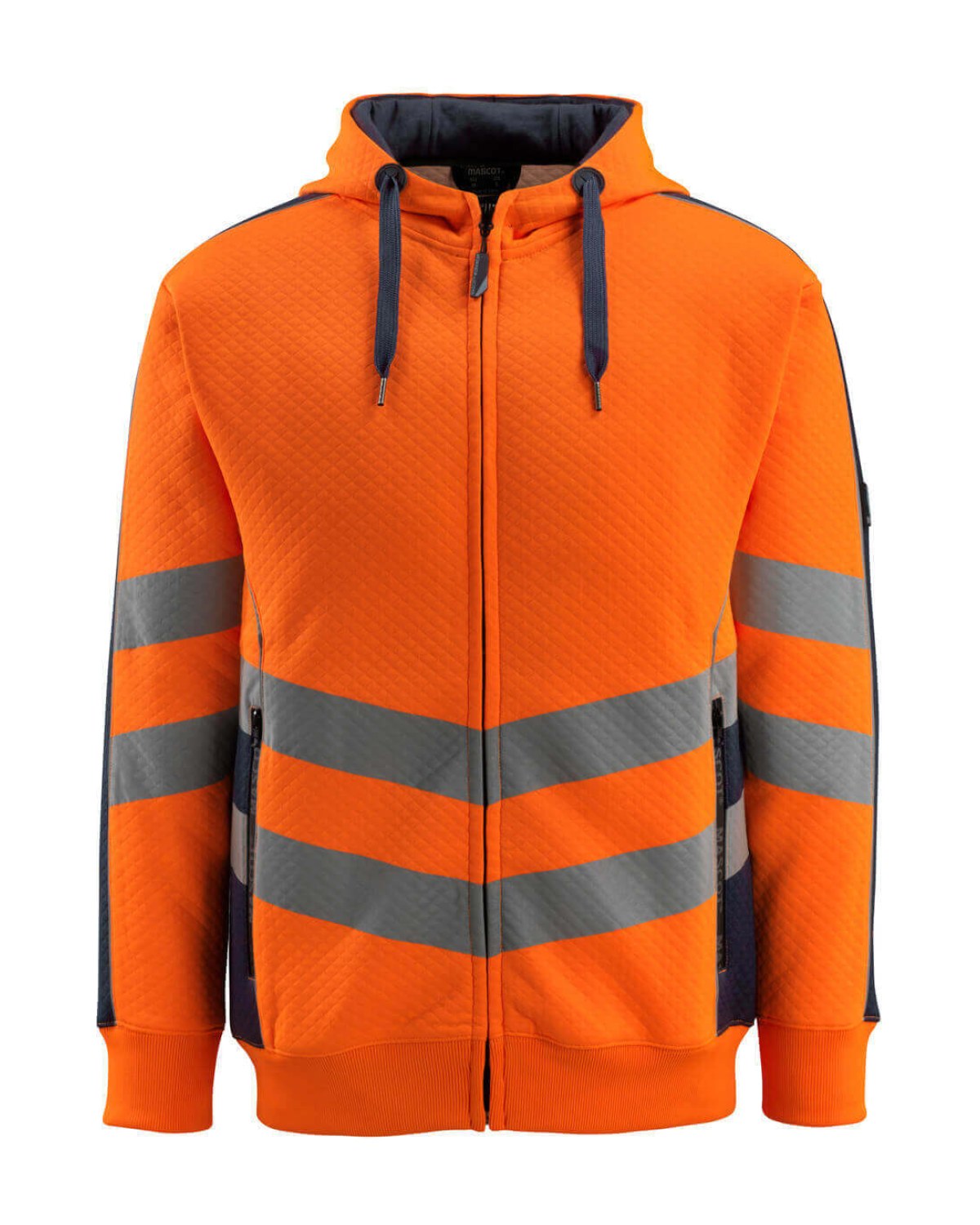 MASCOT Corby Kapuzenpullover mit Reißverschluss in Hi-Vis Orange/Schwarzblau – Vorderansicht