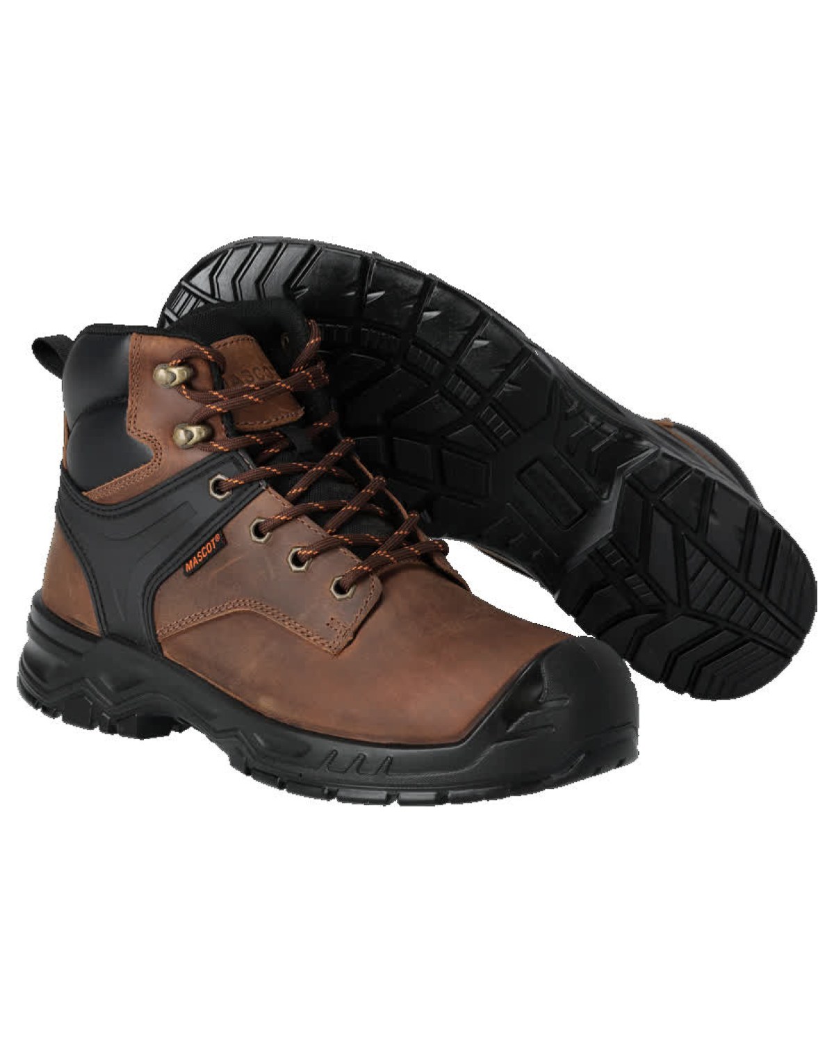MASCOT Originals Sicherheitsstiefel in Nussbraun/Schwarz – Vorderansicht