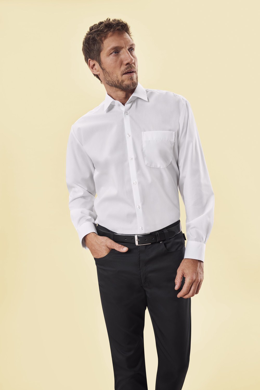 Greiff Herren-Hemd 1/1 CF Leasing in Weiß – Modellansicht