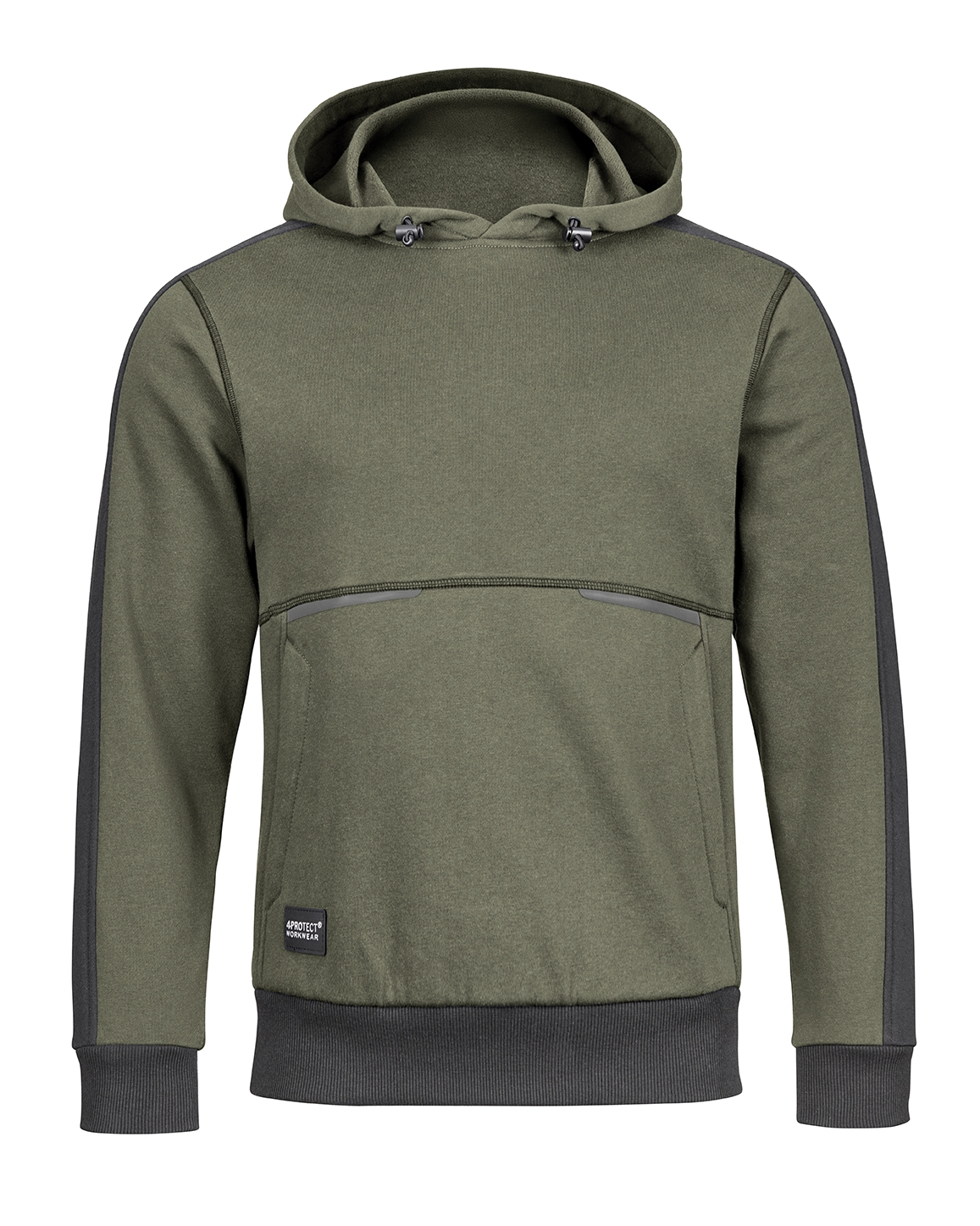 4PROTECT® Hoodie in Olive/Schwarz – Vorderansicht