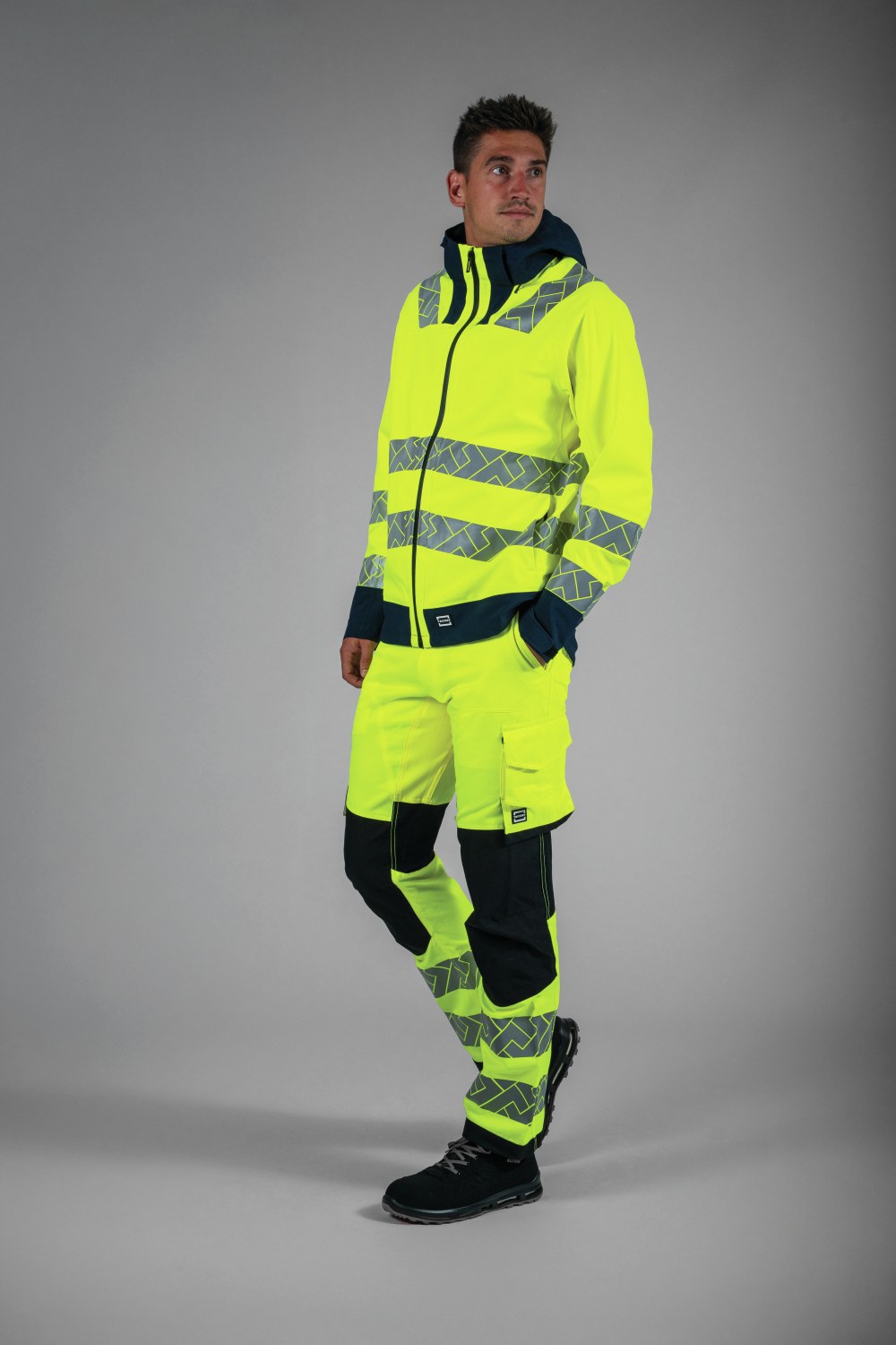 TRICORP Regenjacke Techshell High Vis Redefined in Fluoryellow-Ink – Modellansicht