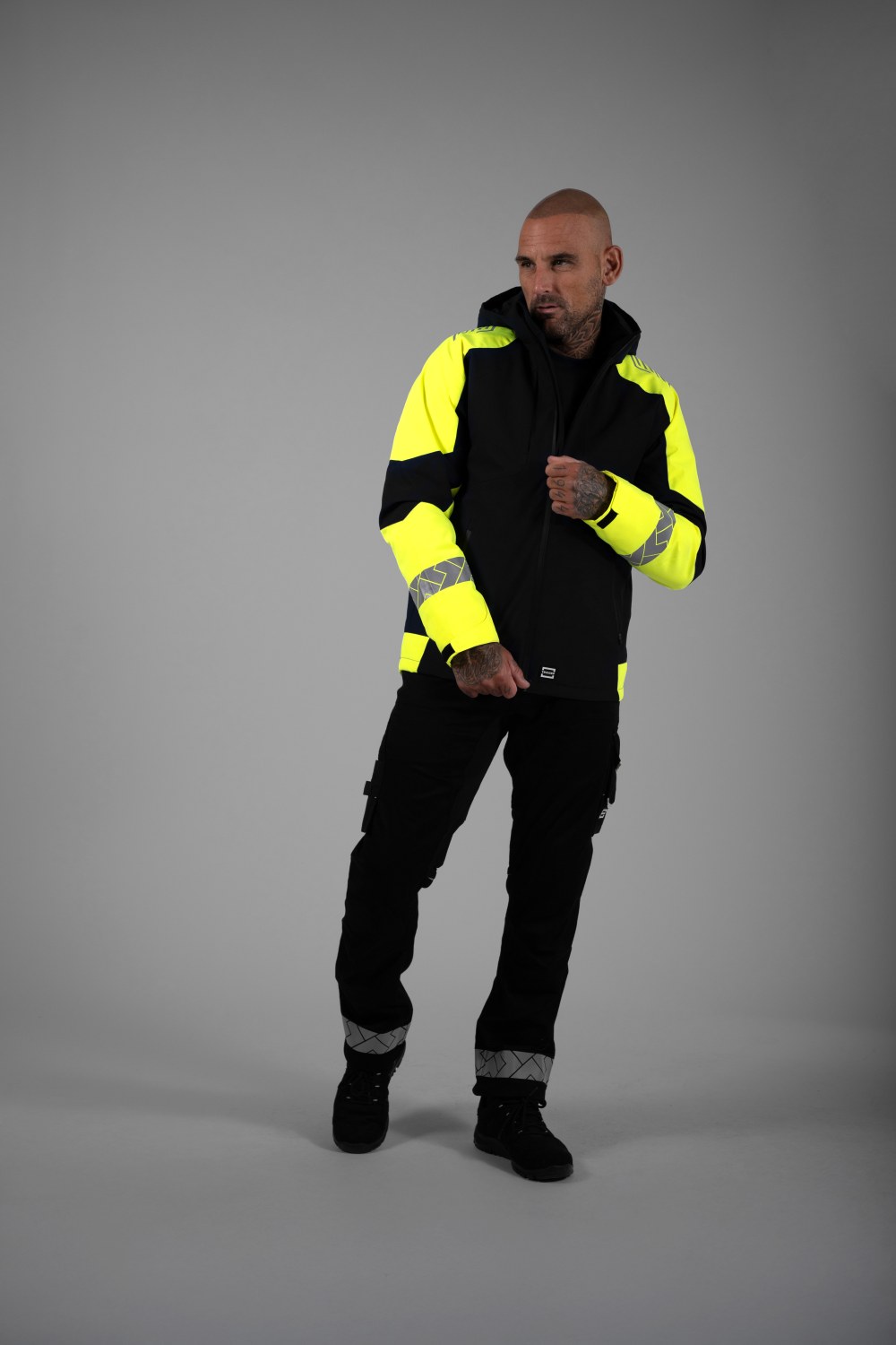 TRICORP Arbeitshose Funktionelle Stretch Reflective Redefined in Black-Fluoryellow – Modellansicht