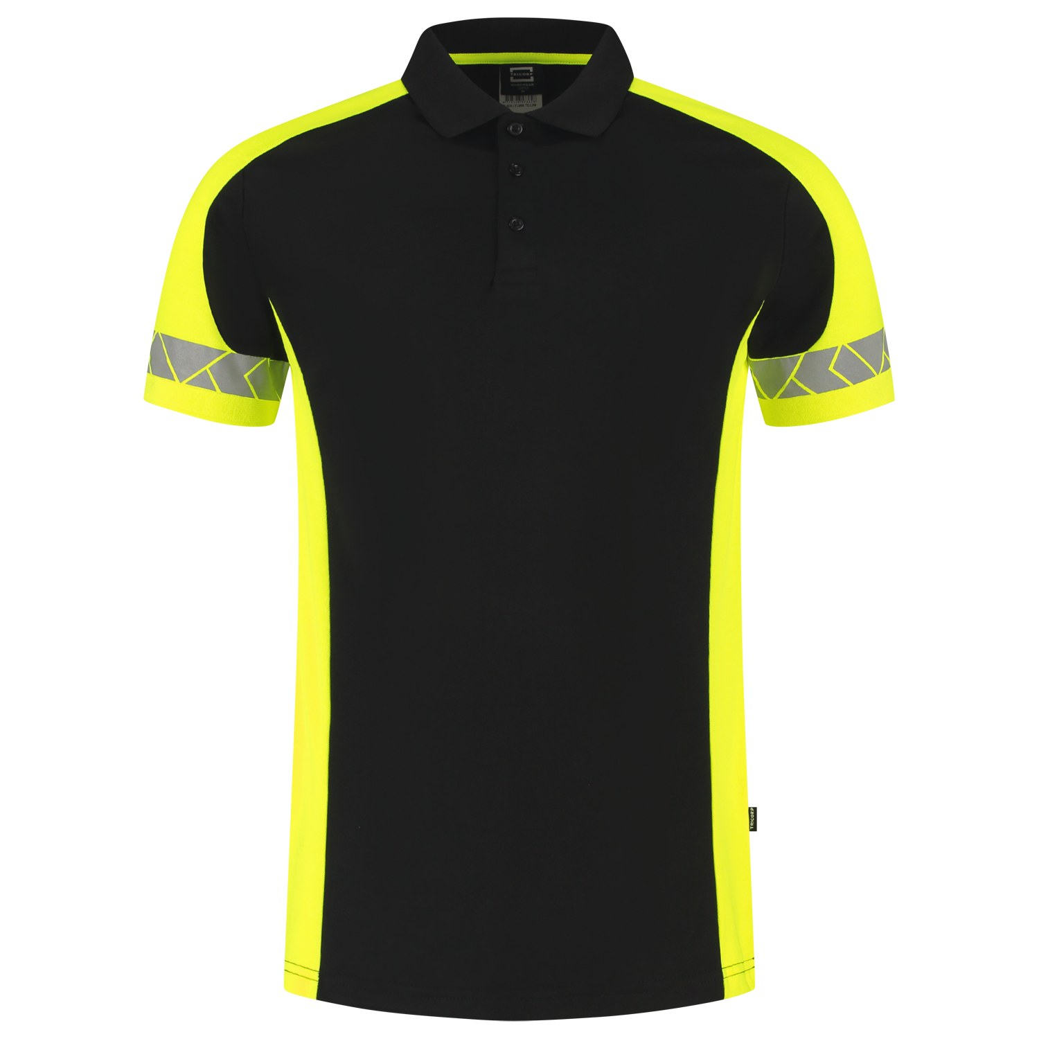 TRICORP Poloshirt Reflective Redefined in Black-Fluoryellow – Vorderansicht