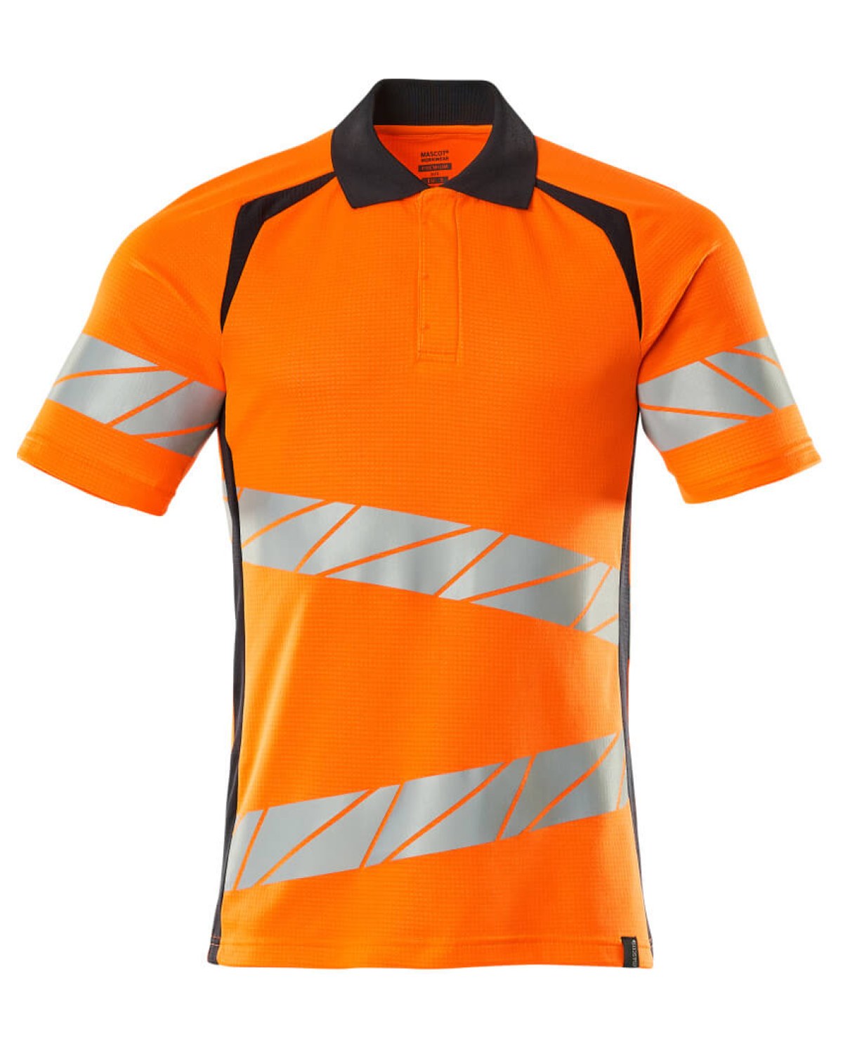 MASCOT Accelerate Safe Polo-Shirt in Hi-Vis Orange/Schwarzblau – Vorderansicht