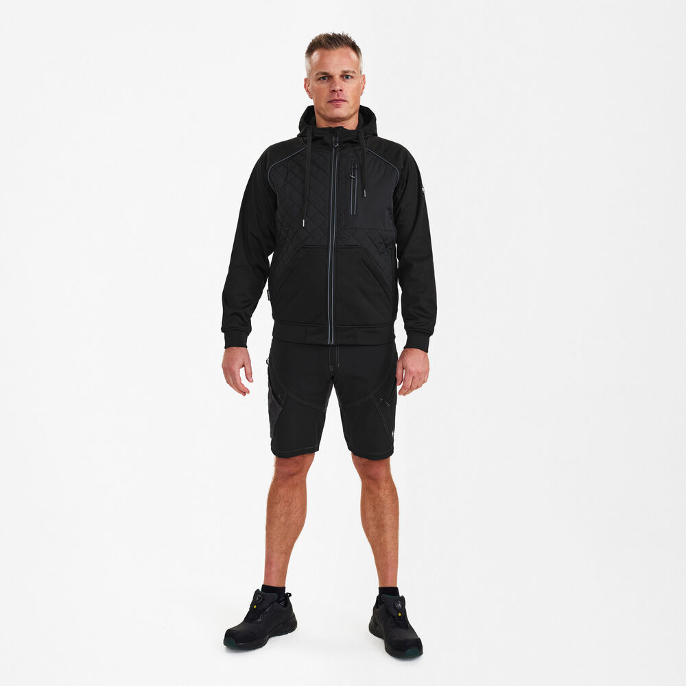 ENGEL X-treme 1361-207 Softshelljacke mit Kapuze in Schwarz – Modellansicht