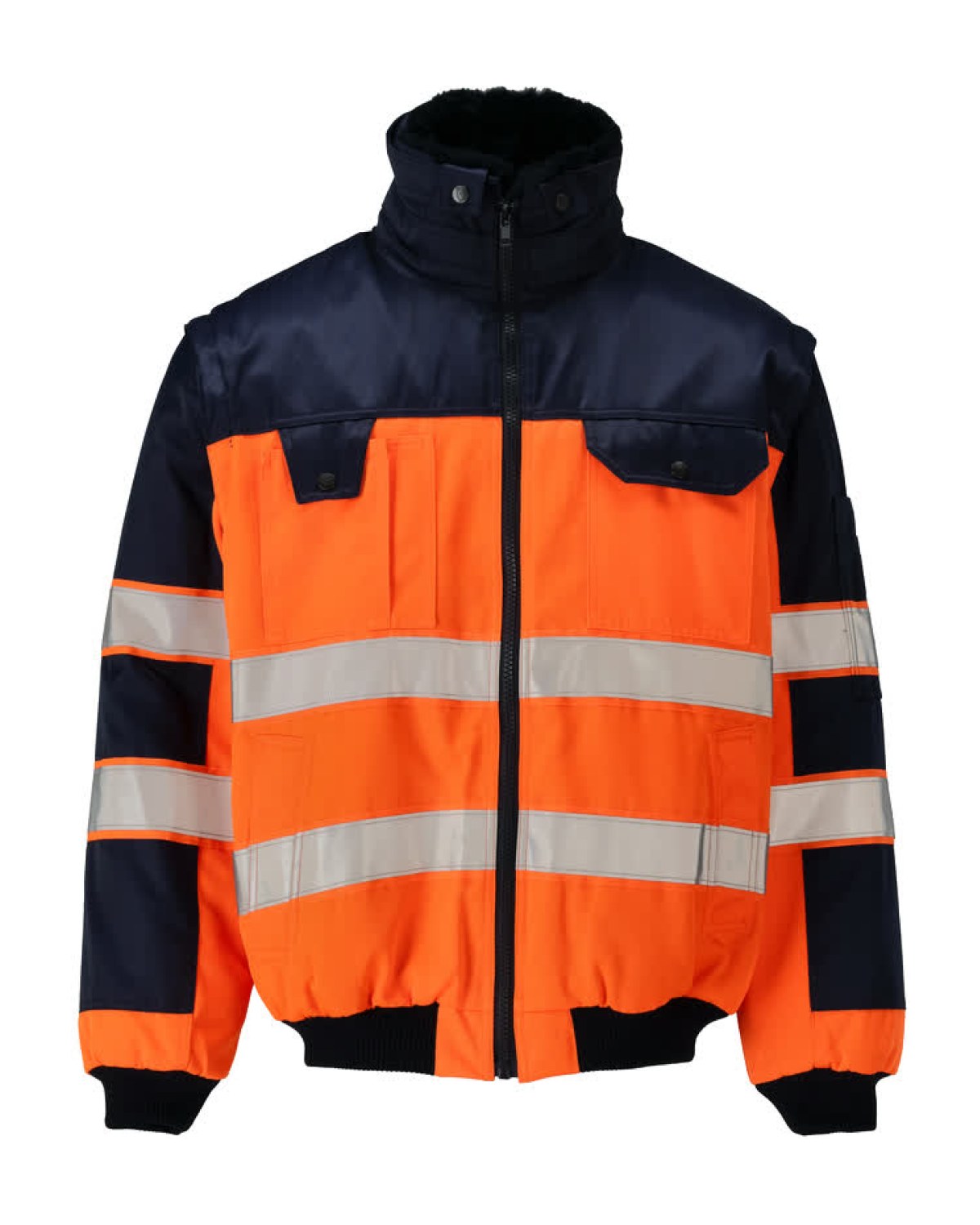 MASCOT Livigno Pilotjacke in Hi-Vis Orange/Marine – Vorderansicht