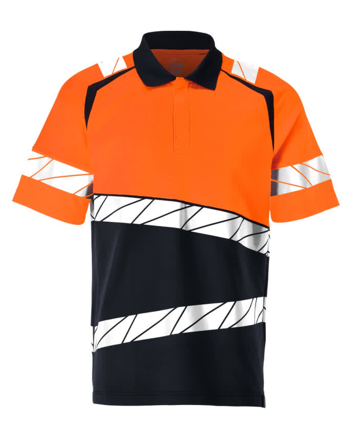 MASCOT Accelerate Safe Polo-Shirt in Schwarzblau/Hi-Vis Orange – Vorderansicht