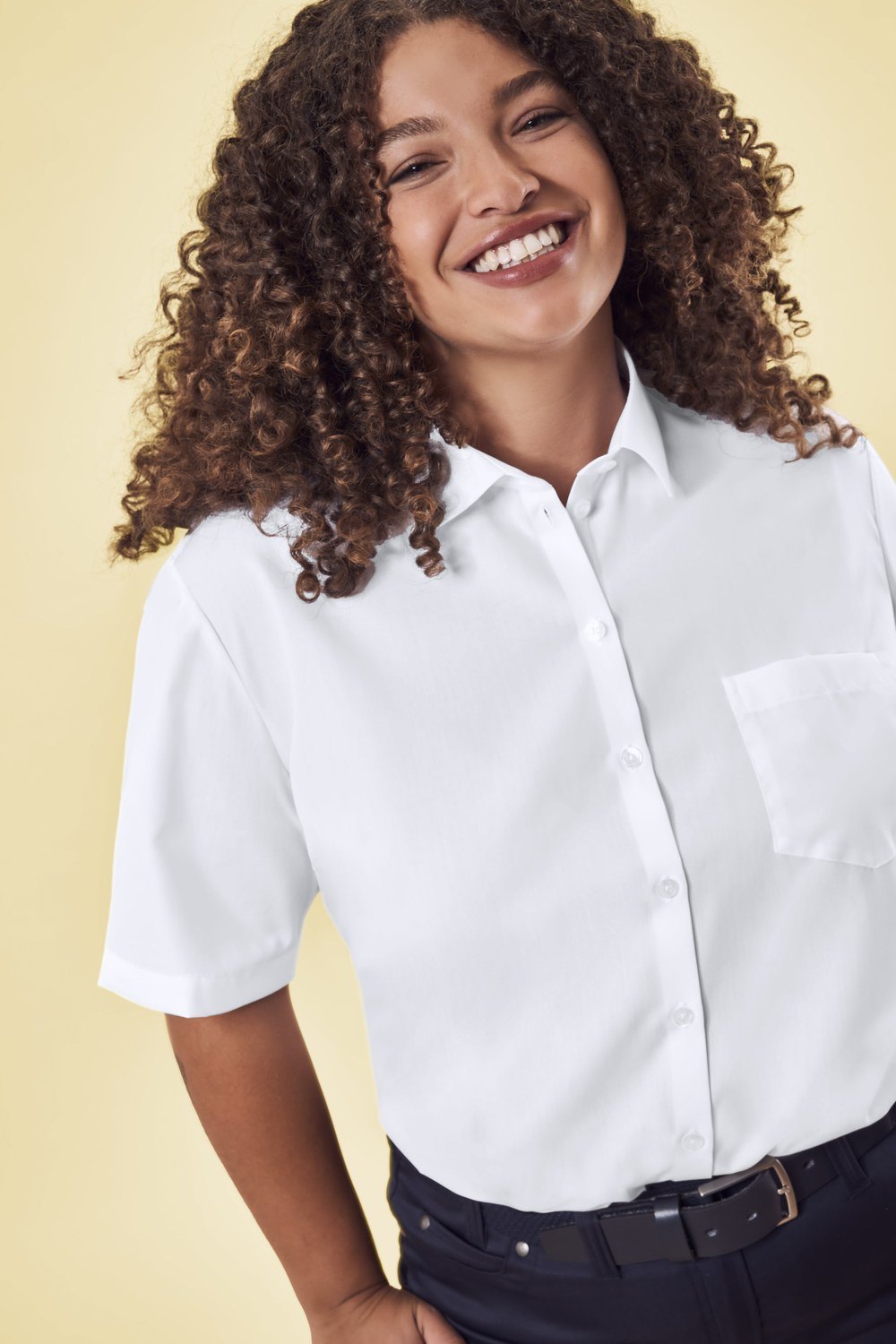Greiff Damen-Bluse 1/2 CF Premium in Weiß – Modellansicht
