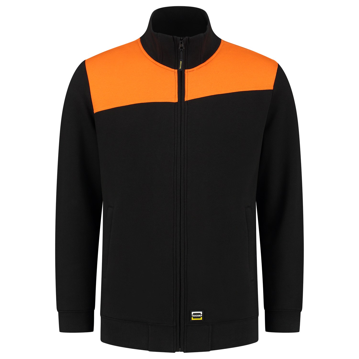 TRICORP Sweatjacke Bicolor Quernaht in Black-Orange – Vorderansicht