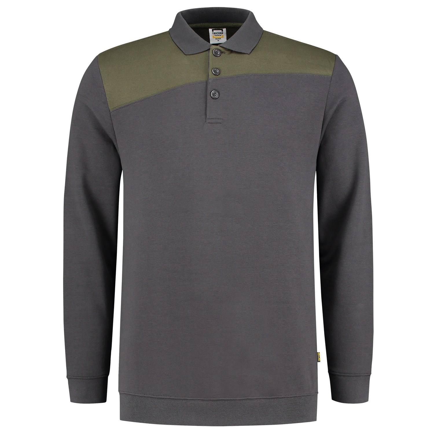 TRICORP Sweatshirt Polokragen Bicolor Quernaht in Darkgrey-Army – Vorderansicht