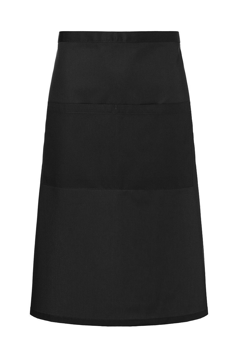 Karlowsky XXL-Bistroschürze Basic in Übergröße mit Tasche in Schwarz – Vorderansicht