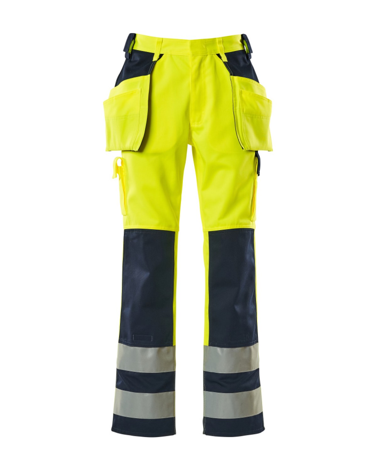 MASCOT Almas Hose mit Hängetaschen in Hi-Vis Gelb/Marine – Vorderansicht