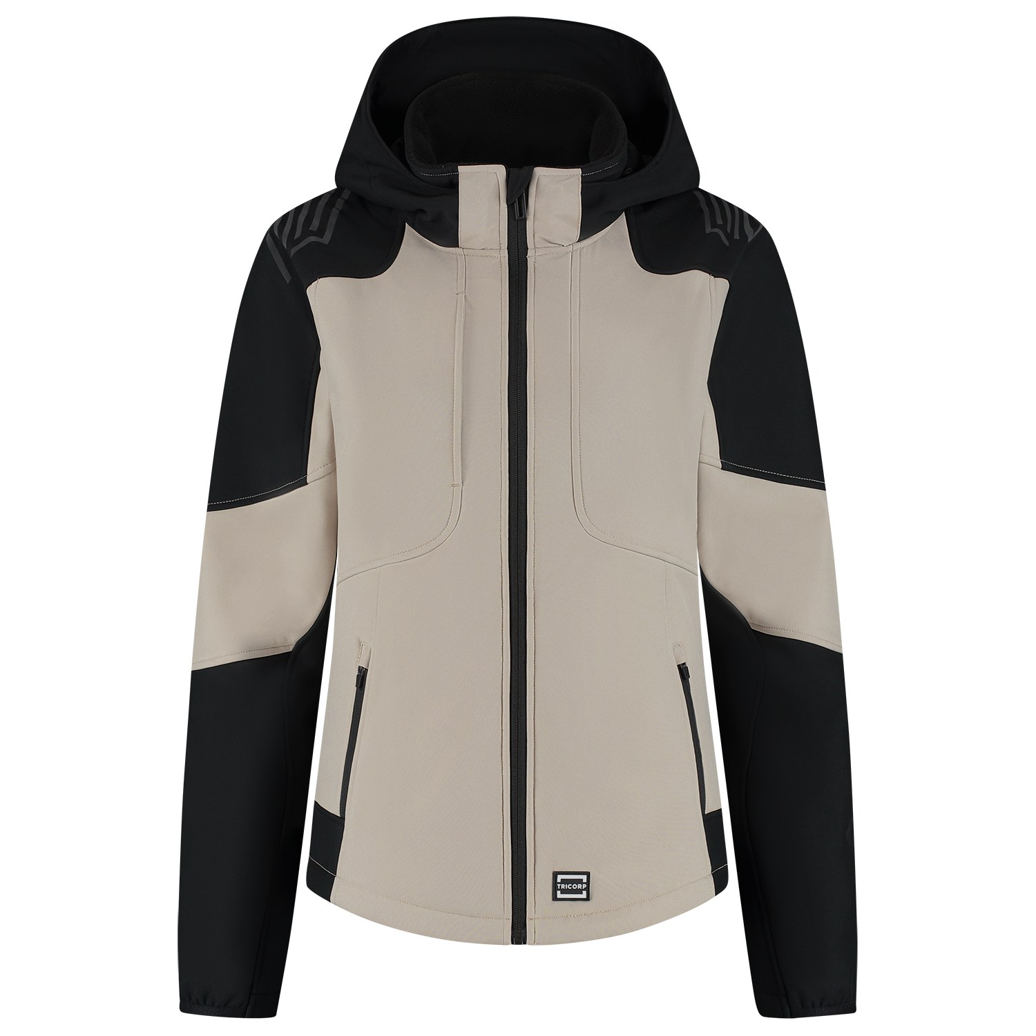 TRICORP Softshelljacke Kapuze Bicolor Redefined Damen in Sand-Black – Vorderansicht