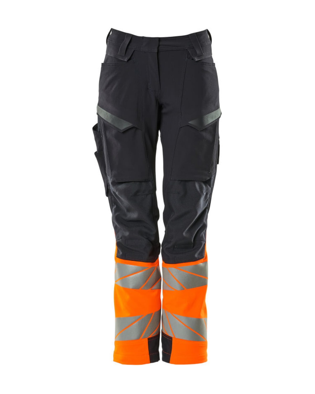 MASCOT Accelerate Safe Hose mit Knietaschen (Damen) in Schwarzblau/Hi-Vis Orange – Vorderansicht