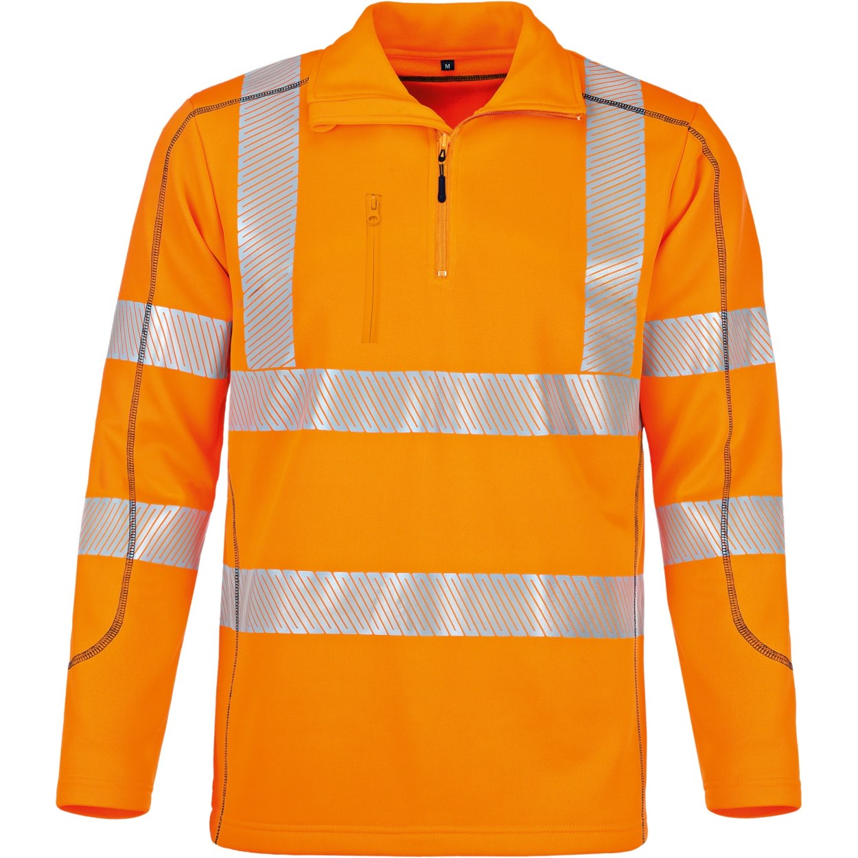 Vizwell Warnschutz-Funktionsshirt Coolpass-Fleece VWFC70 in Leuchtorange-Marine – Vorderansicht