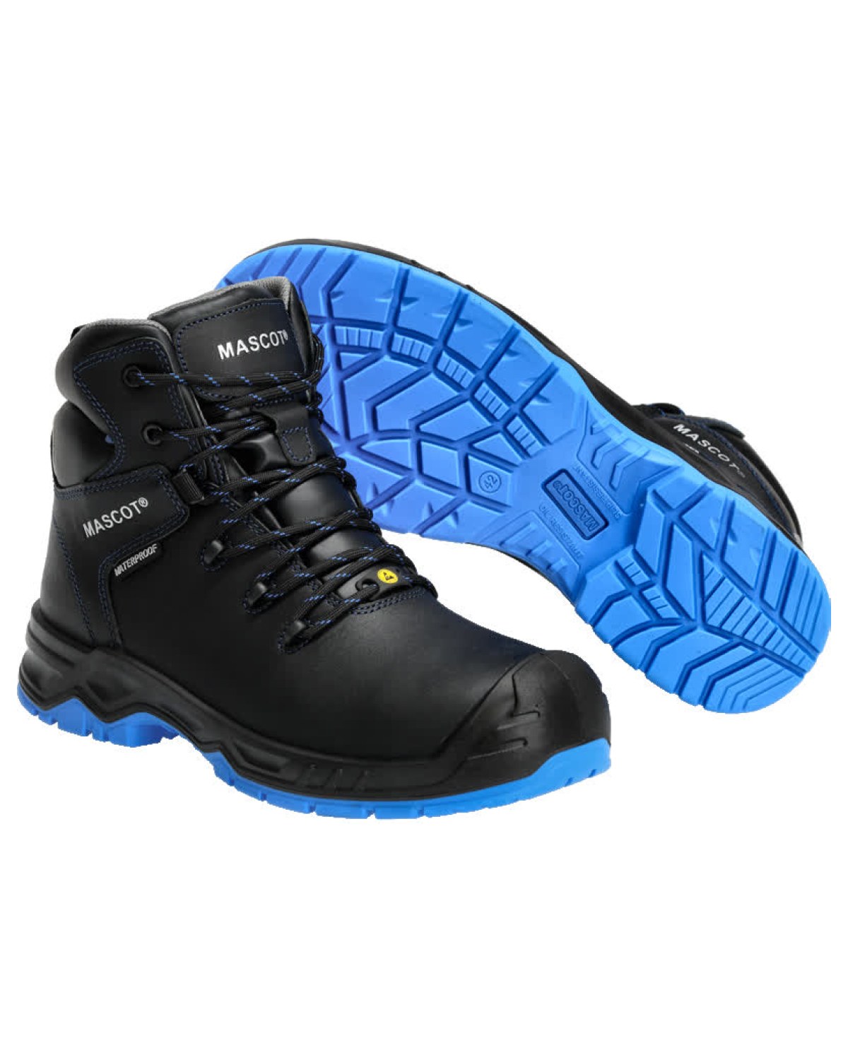 MASCOT Flex Sicherheitsstiefel in Schwarz/Kornblau – Vorderansicht