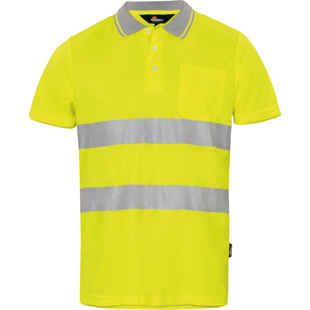 Vizwell Warnschutz-Poloshirt Coolpass UV 50+ VWP1A in Leuchtgelb – Vorderansicht