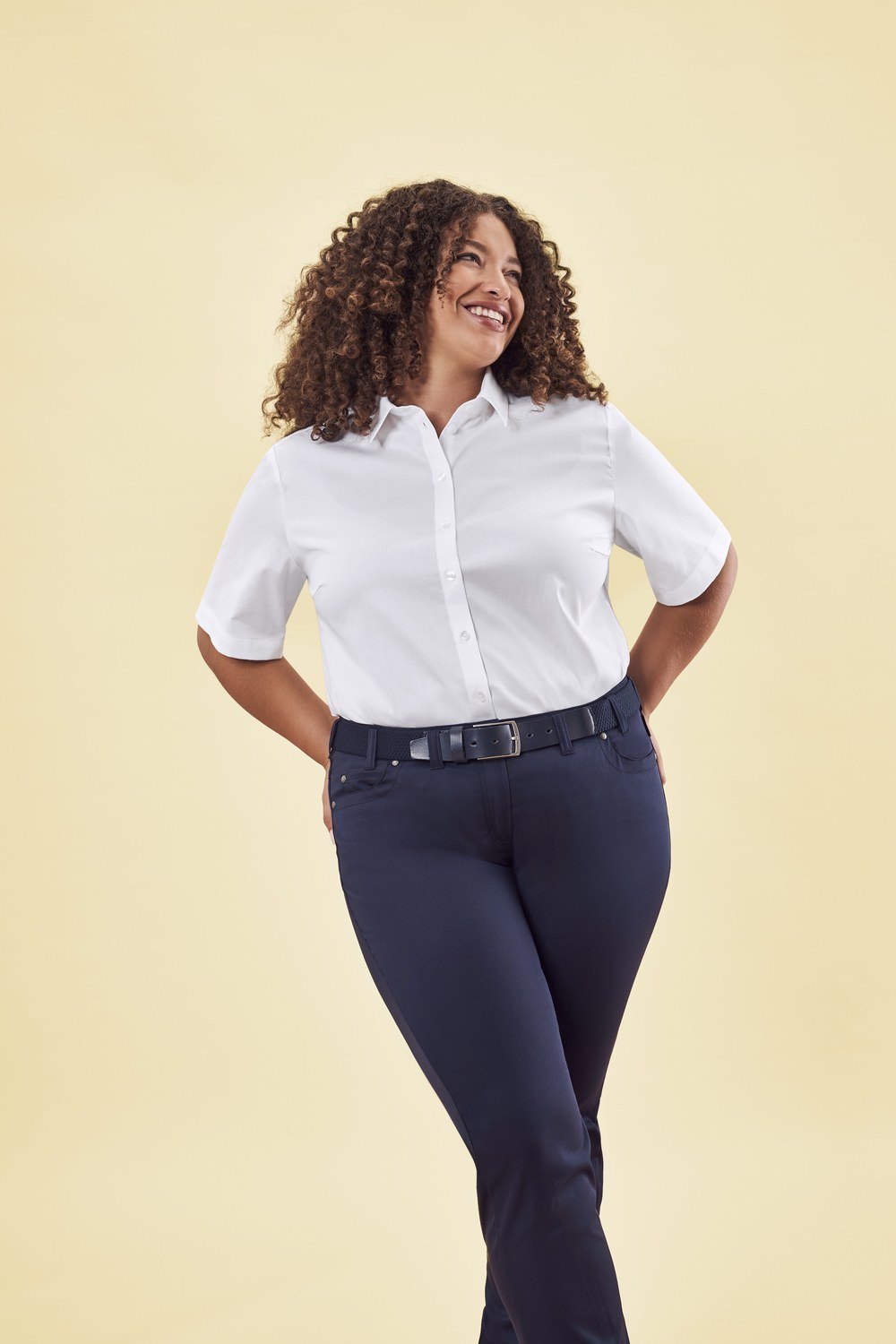 Greiff Damen-Bluse 1/2 CF Leasing in Weiß – Modellansicht