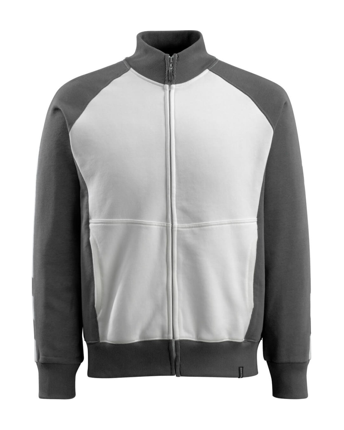 MASCOT Amberg Sweatshirt mit Reißverschluss in Weiß/Dunkelanthrazit – Vorderansicht