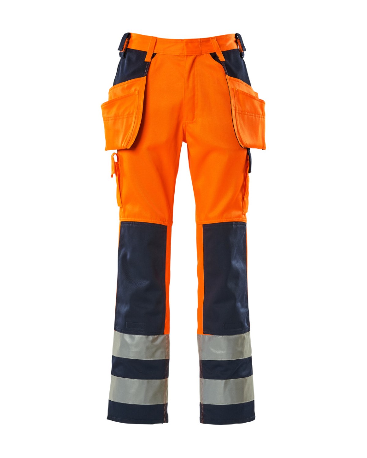 MASCOT Almas Hose mit Hängetaschen in Hi-Vis Orange/Marine – Vorderansicht