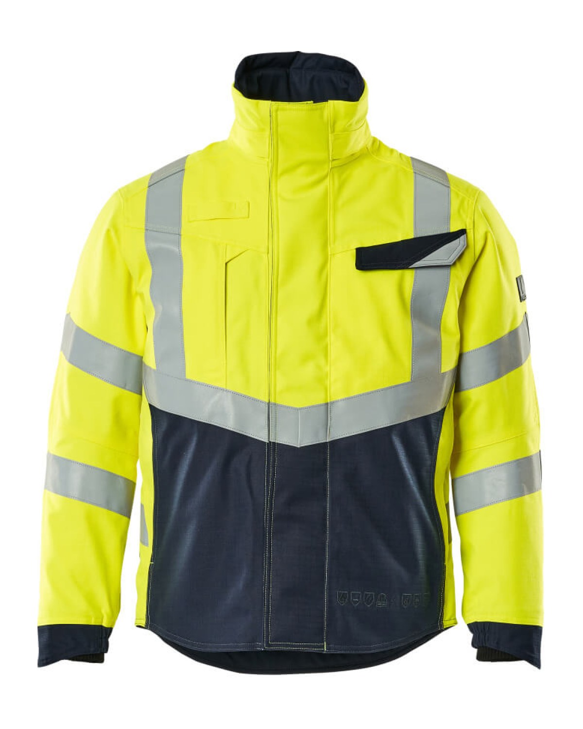 MASCOT Multisafe Winterjacke in Hi-Vis Gelb/Schwarzblau – Vorderansicht