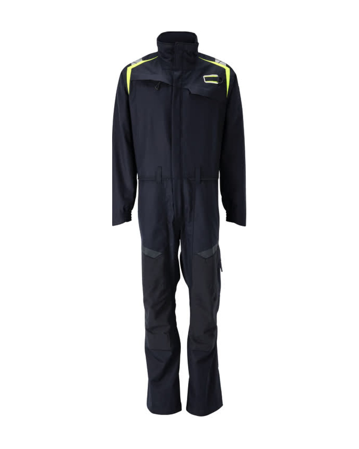 MASCOT Accelerate Multisafe Overall mit Knietaschen in Schwarzblau/Hi-Vis Gelb – Vorderansicht