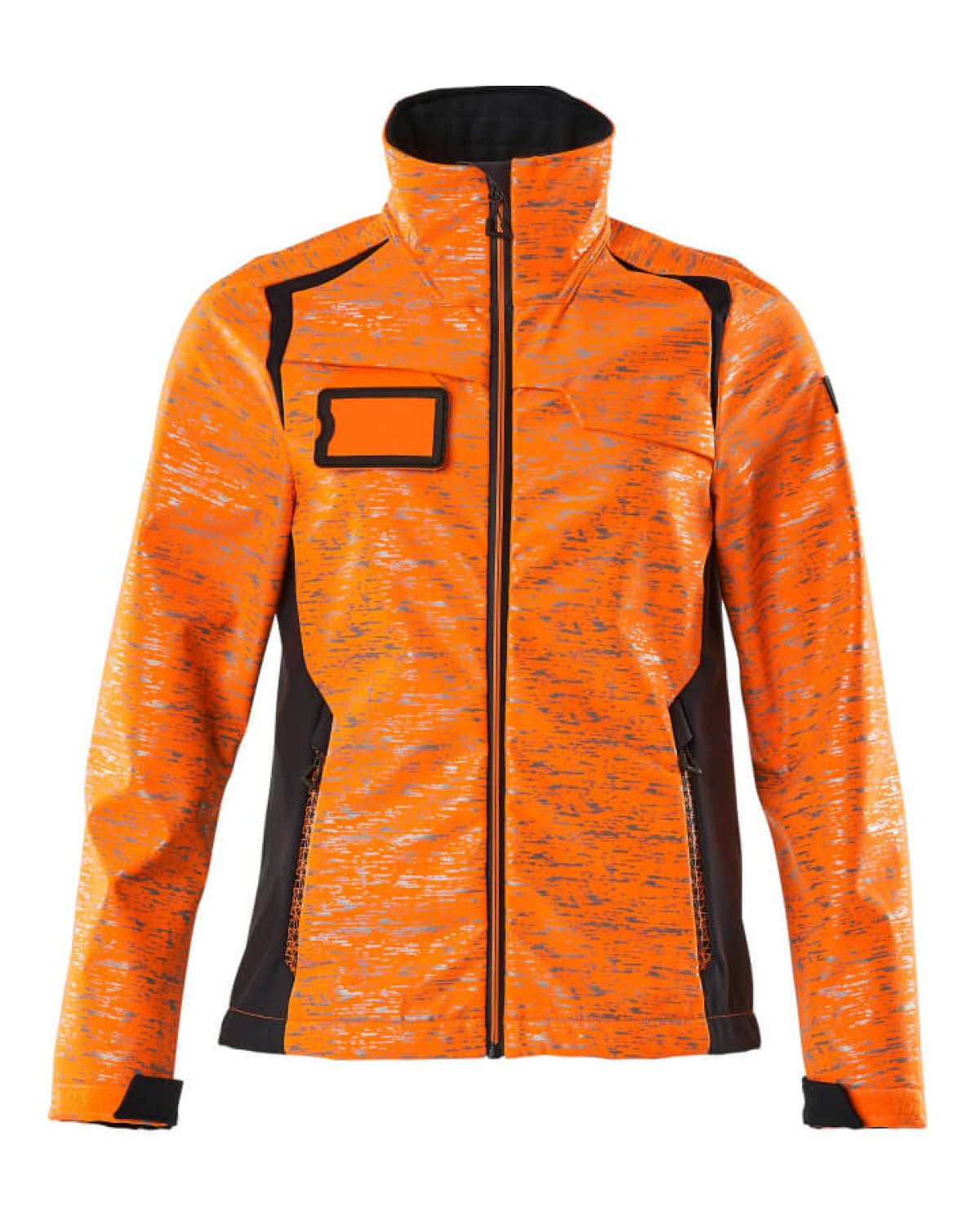 MASCOT Accelerate Safe Softshelljacke (Damen) in Hi-Vis Orange/Schwarzblau – Vorderansicht