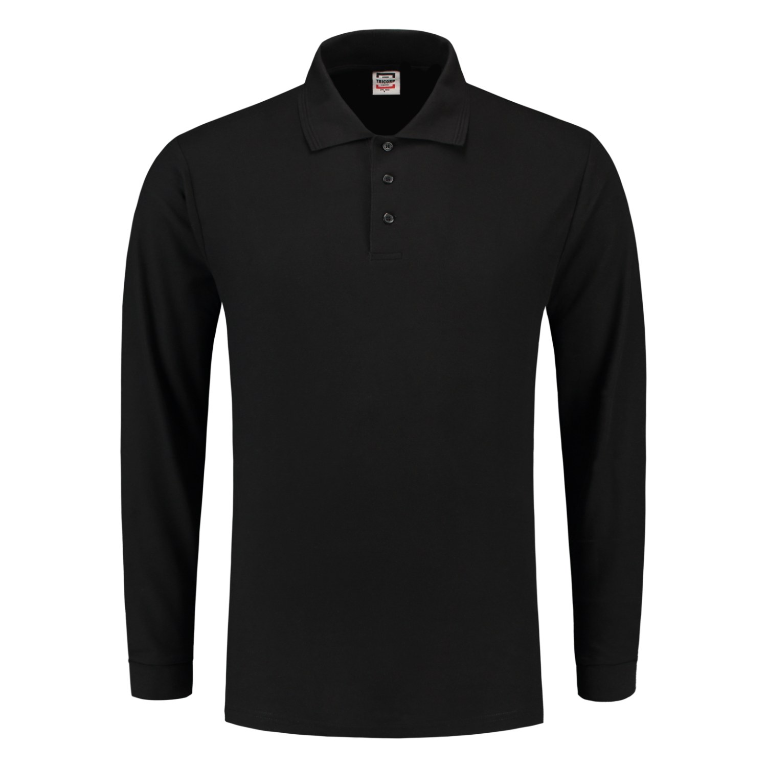 TRICORP Poloshirt 100% Baumwolle, Langarm in Black – Vorderansicht