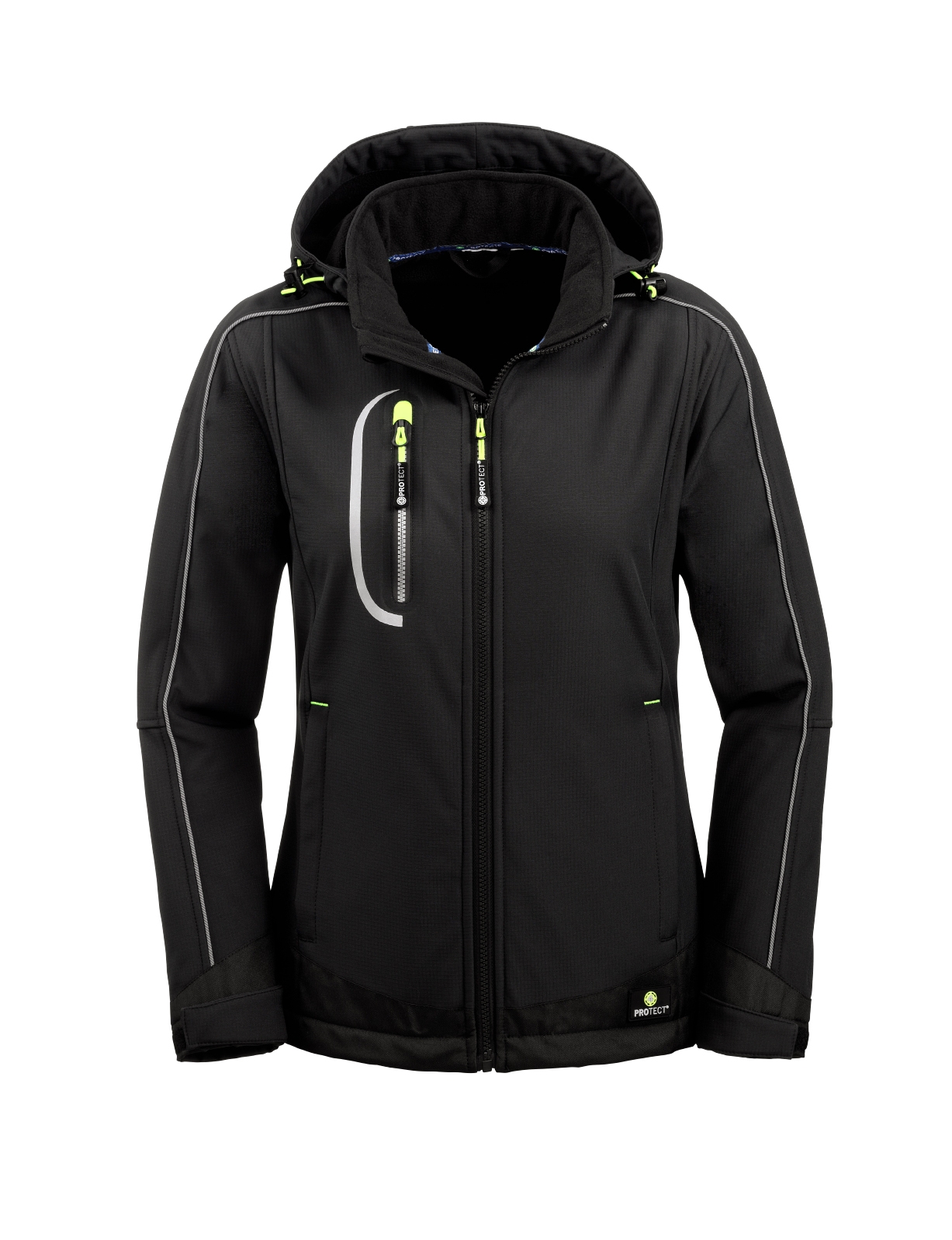 4PROTECT® Damen-Softshelljacke MARYLAND in Schwarz – Vorderansicht