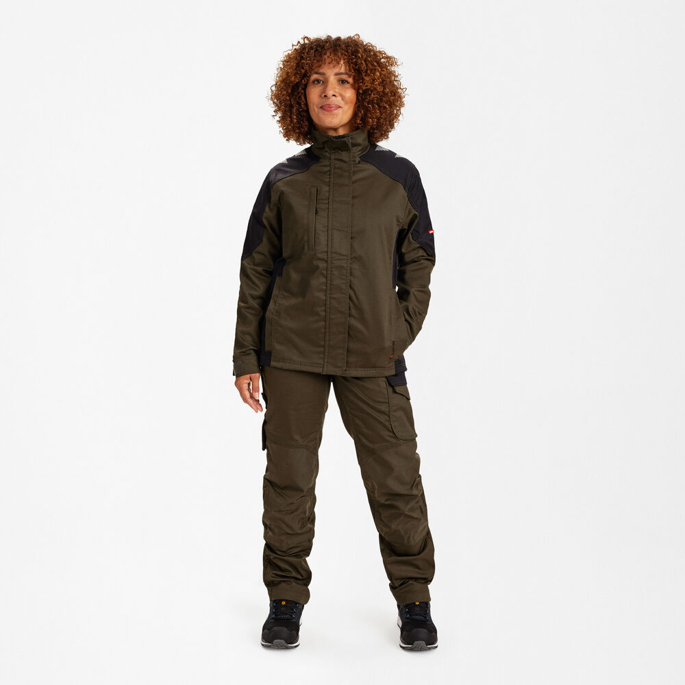 ENGEL Galaxy 1816-255 Damen Arbeitsjacke mit 2-Wege-Stretch in Forest Green/Schwarz – Modellansicht